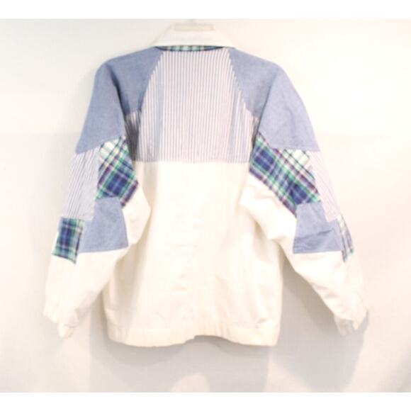 G4000 Vintage Patchwork Jacket Oversize S White Lined Hidden Full Zip Snap Up - Picture 5 of 9